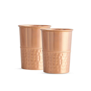 Pure copper printed design glass floralprinted, 275 ML, Set of 2 392